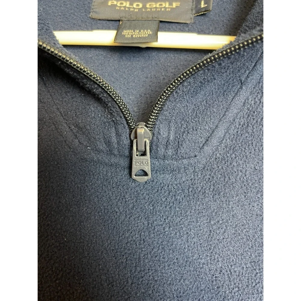 VINTAGE Polo Golf Ralph Lauren Fleece Sweater Mens Large Blue River Valley USA